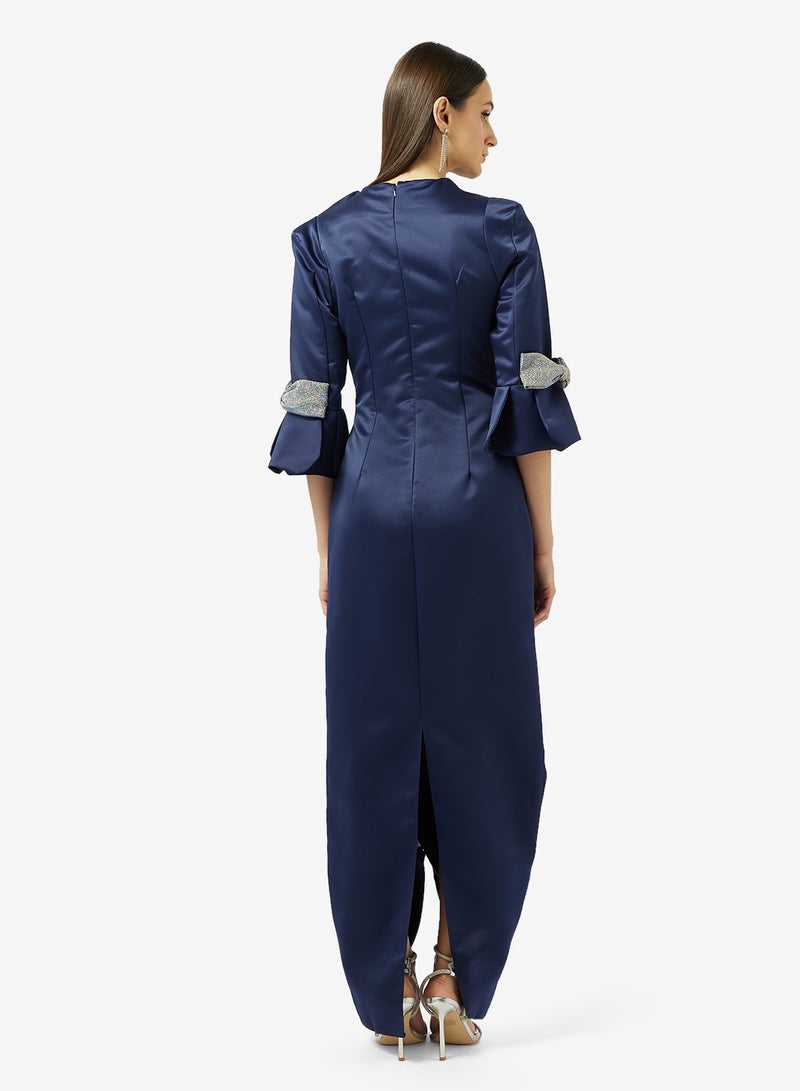 Namshi x Evening Gown With Statement Shimmer Bow - Image 2